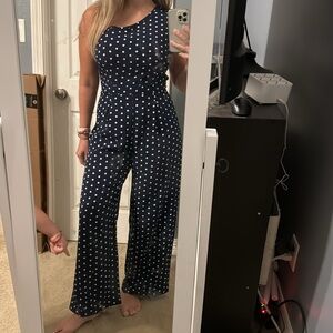 Blue polka dot jumpsuit